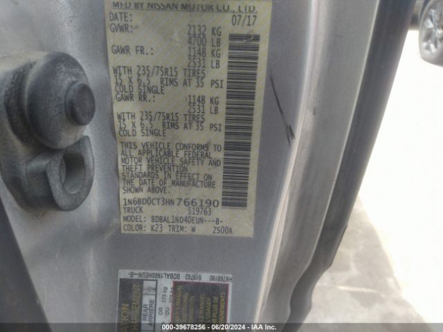 1N6BD0CT3HN766190 Nissan FRONTIER S