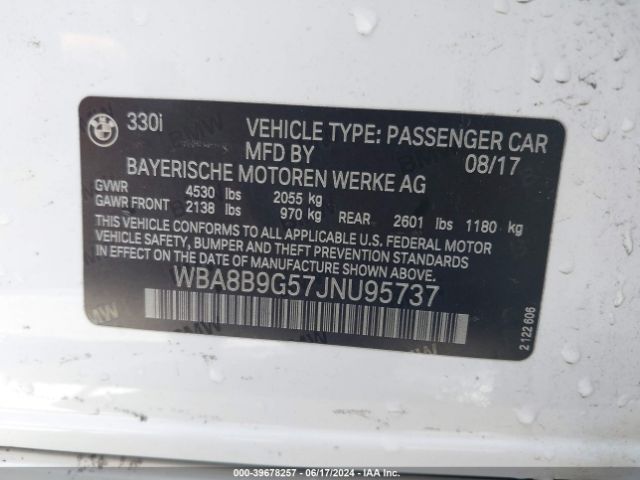 WBA8B9G57JNU95737 BMW 330I