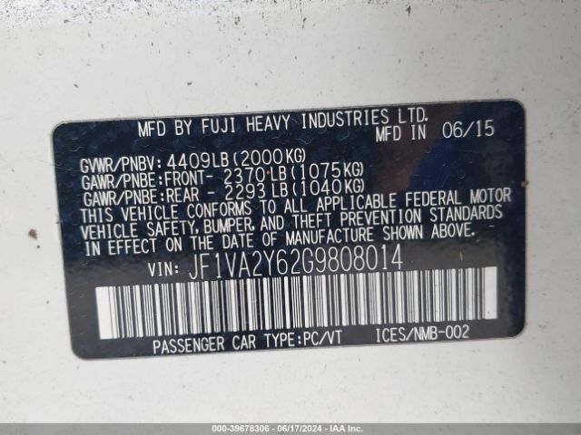 JF1VA2Y62G9808014 Subaru Wrx Sti Limited