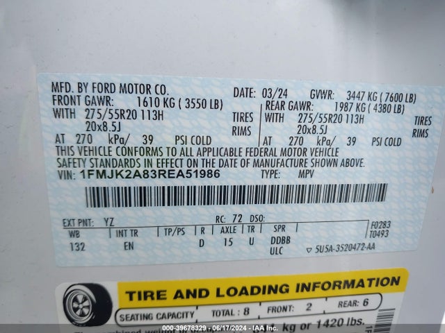 Ford Expedition Limited Max 2024 1FMJK2A83REA51986 Image 9