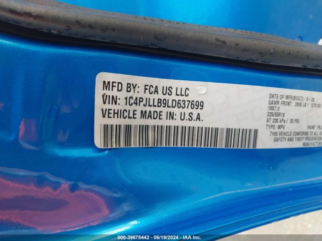 1C4PJLLB9LD637699 Jeep Cherokee Altitude Fwd