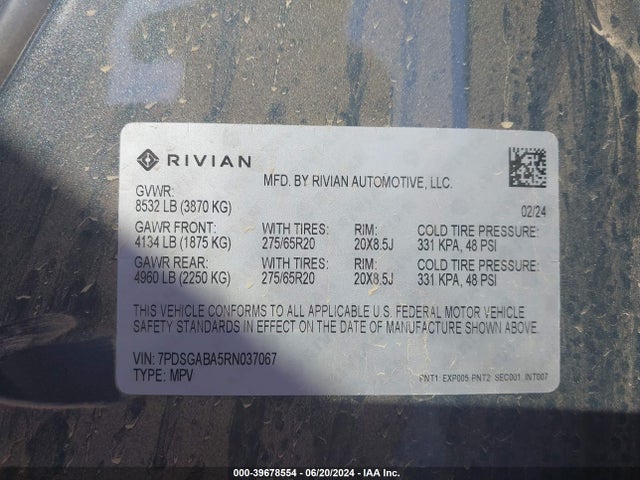 Rivian R1s Adventure Quad Motor Large Pack 2024 7PDSGABA5RN037067 Image 9