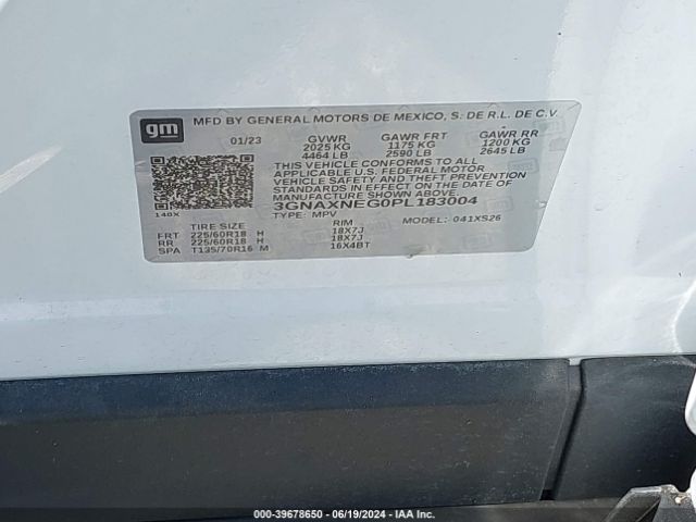 3GNAXNEG0PL183004 Chevrolet Equinox Fwd Premier