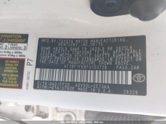 4T1BF1FK6FU102728 Toyota CAMRY SE