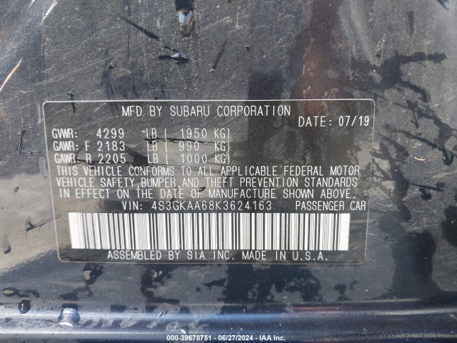 4S3GKAA68K3624163 Subaru Impreza 2.0i