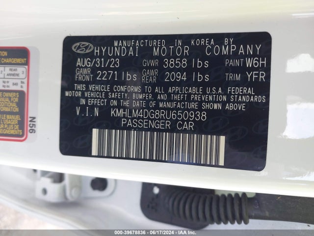 Hyundai ELANTRA SEL 2024 KMHLM4DG8RU650938 Image 9