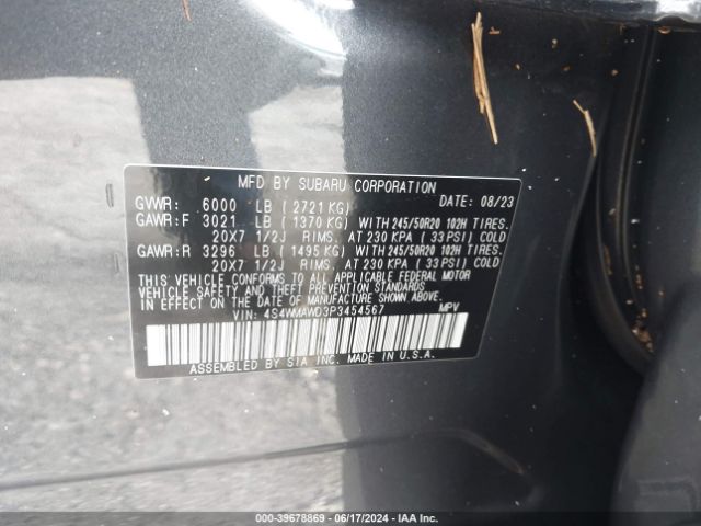 4S4WMAWD3P3454567 Subaru Ascent Touring 7-passenger
