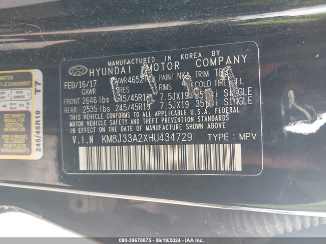 Hyundai Tucson Night 2017 KM8J33A2XHU434729 Image 9