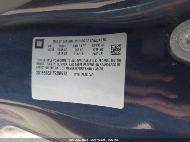 2G1FB1E31F9309772 Chevrolet Camaro 2ls