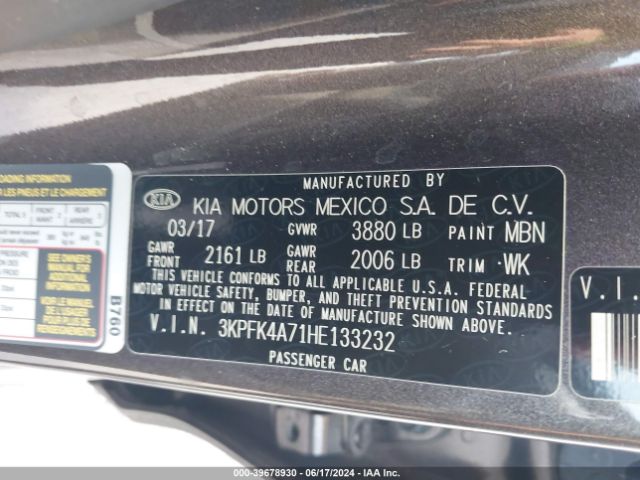 3KPFK4A71HE133232 KIA FORTE LX