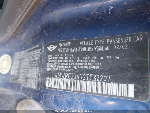2002 MINI COOPER WMWRC33472TC32207 Photo 8