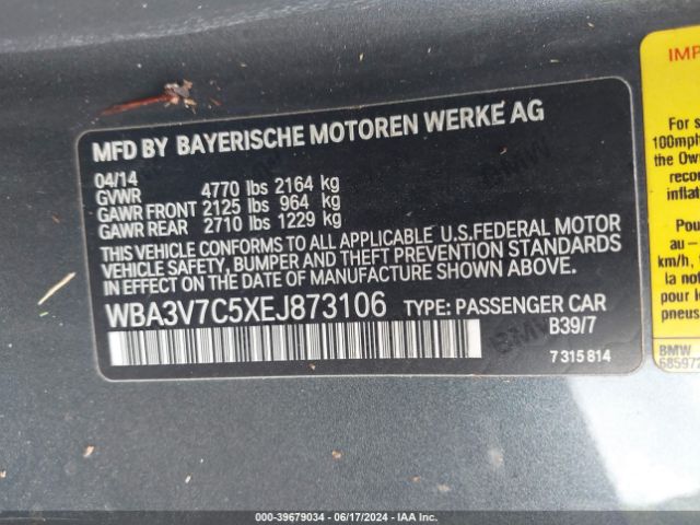 WBA3V7C5XEJ873106 BMW 428i