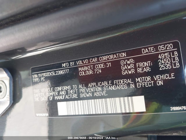 Volvo V60 T5 Momentum 2020 YV1102EK5L2396777 Image 9