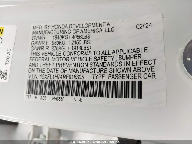 Honda Civic Ex-l 2024 19XFL1H74RE018305 Image 9