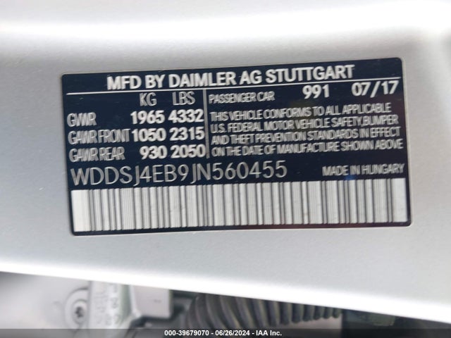 Mercedes-Benz CLA 250 2018 WDDSJ4EB9JN560455 Image 9