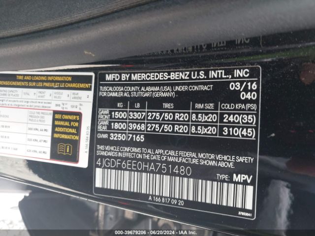 4JGDF6EE0HA751480 Mercedes-Benz Gls 450 4matic