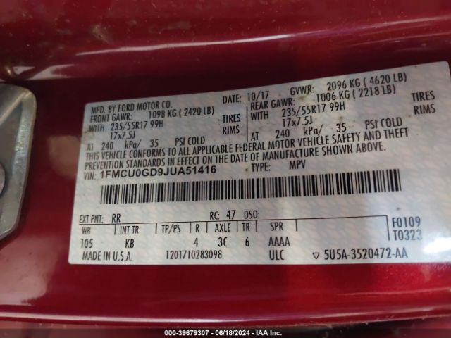 2018 FORD ESCAPE 1FMCU0GD9JUA51416 Photo 8