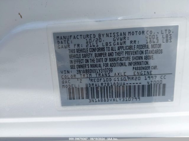 3N1AB8DVXLY310799 Nissan Sentra Sr Xtronic Cvt