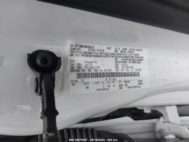 Ford FOCUS SE 2014 1FADP3K20EL248886 Image 9