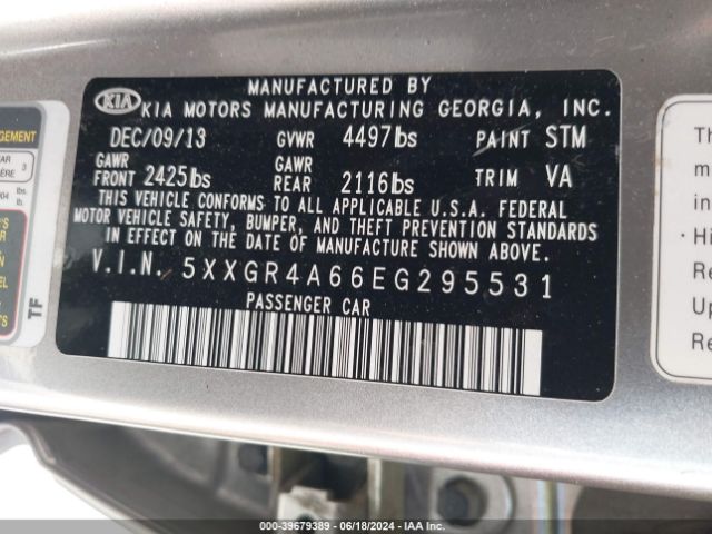 5XXGR4A66EG295531 KIA Optima Sx Turbo