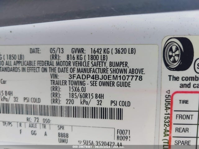 Ford FIESTA SE 2014 3FADP4BJ0EM107778 Image 9