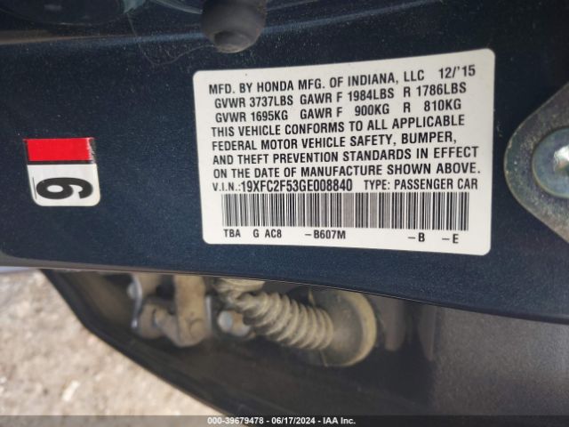 19XFC2F53GE008840 Honda Civic Lx