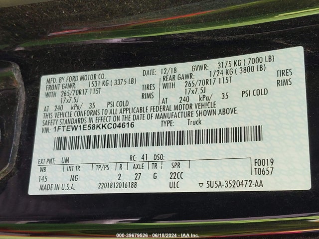 Ford F-150 Xlt 2019 1FTEW1E58KKC04616 Image 9
