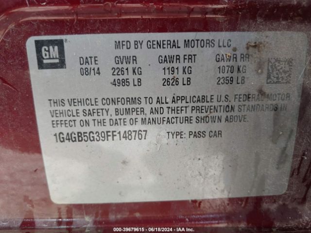 1G4GB5G39FF148767 Buick Lacrosse Leather