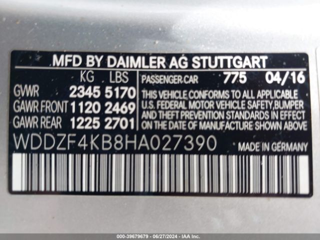 WDDZF4KB8HA027390 Mercedes-Benz E 300 4matic