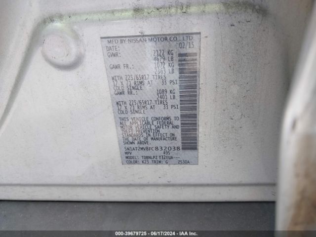 5N1AT2MV8FC832038 Nissan ROGUE S