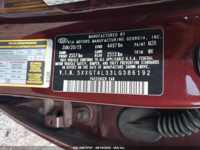 5XXGT4L33LG386192 KIA Optima Lx