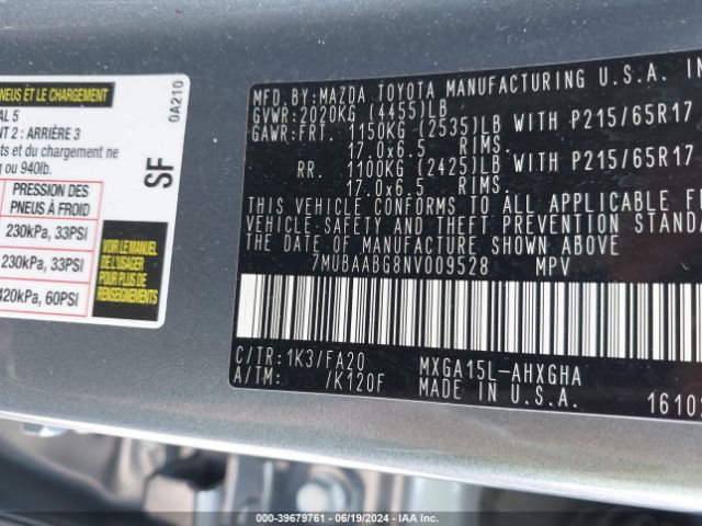 7MUBAABG8NV009528 Toyota Corolla Cross Le