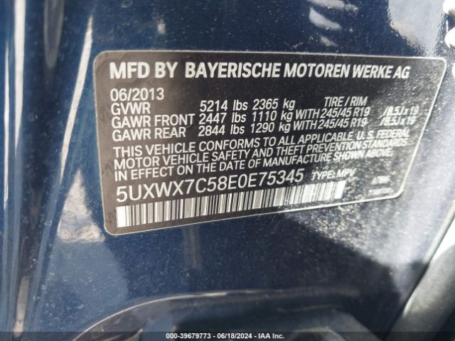 5UXWX7C58E0E75345 BMW X3 Xdrive35i