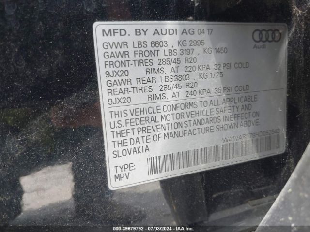 WA1VABF78HD052543 Audi Q7 3.0t Premium