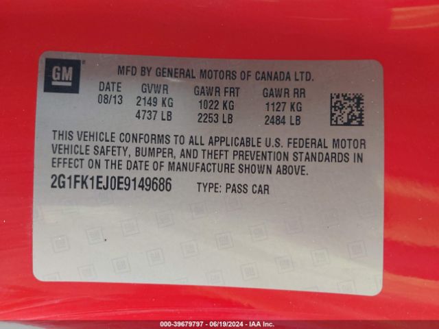 2G1FK1EJ0E9149686 Chevrolet CAMARO 2SS