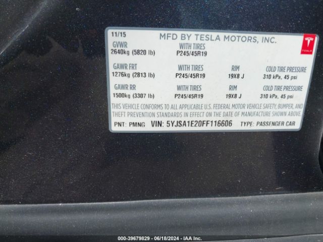 5YJSA1E20FF116606 Tesla Model S 70d/85d/p85d
