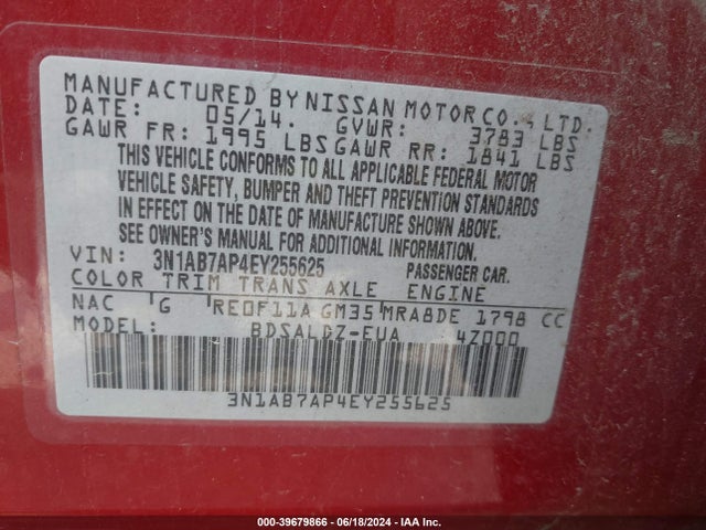 Nissan SENTRA SV 2014 3N1AB7AP4EY255625 Image 9