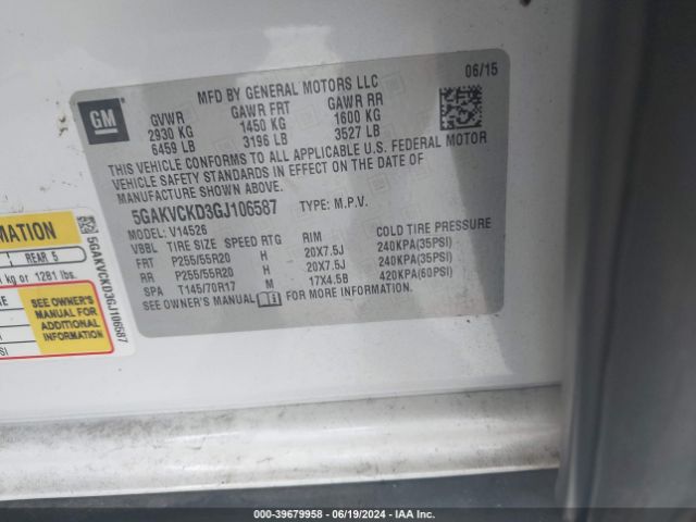 5GAKVCKD3GJ106587 Buick Enclave Premium
