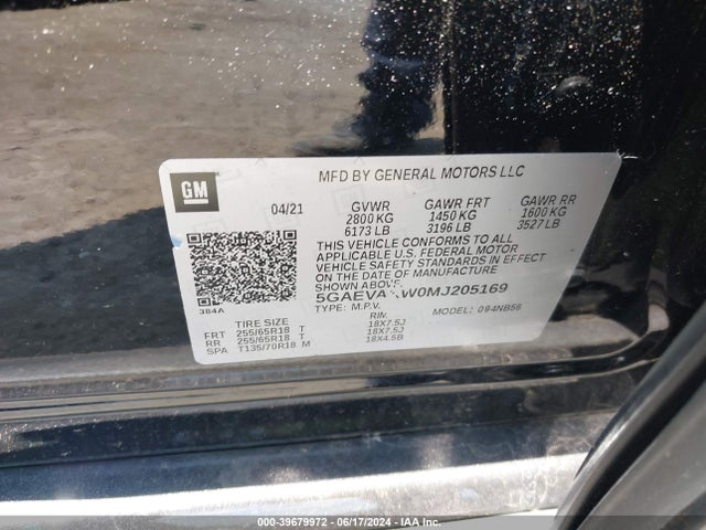 5GAEVAKW0MJ205169 Buick Enclave Awd Essence