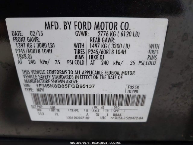 Ford Explorer 2015 1FM5K8B85FGB95137 Image 9