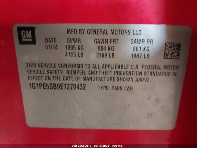 Chevrolet Cruze 2lt Auto 2014 1G1PE5SB9E7278432 Image 9