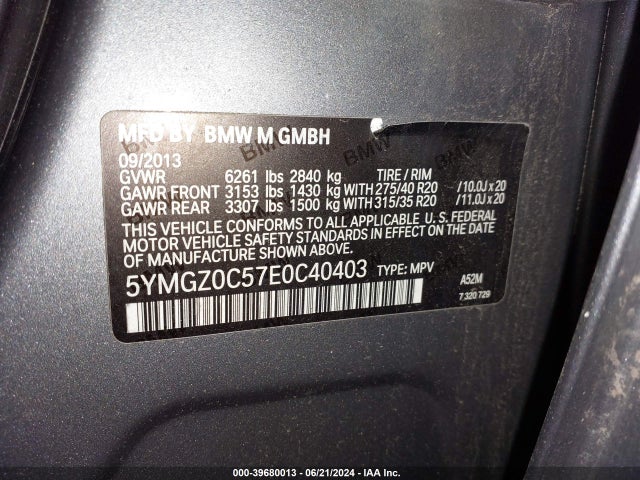 5YMGZ0C57E0C40403 BMW X6 M