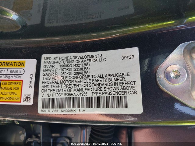 Honda ACCORD EX 2024 1HGCY1F35RA004955 Image 9
