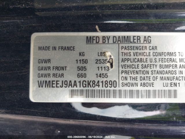 WMEEJ9AA1GK841890 Smart Fortwo Electric Drive Passion