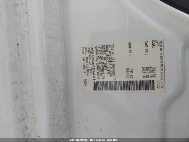 Nissan Altima Sr Fwd 2022 1N4BL4CV7NN404461 Image 9