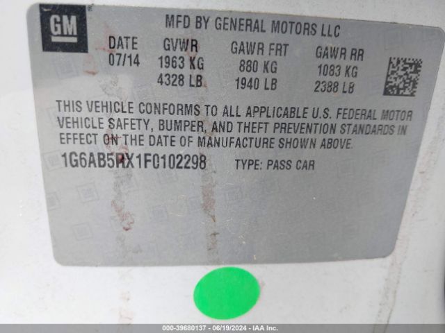 1G6AB5RX1F0102298 Cadillac ATS LUXURY