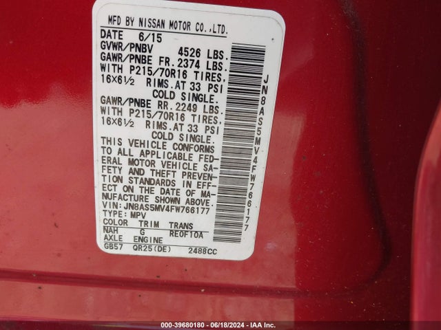 Nissan Rogue Select S 2015 JN8AS5MV4FW766177 Image 9