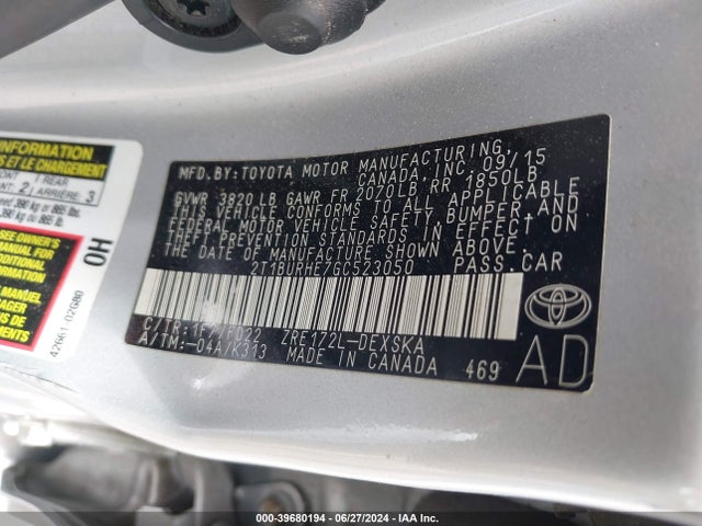 Toyota Corolla S Plus 2016 2T1BURHE7GC523050 Image 9