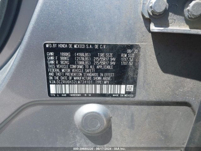 3CZRU6H32LM734101 Honda Hr-v Awd Lx