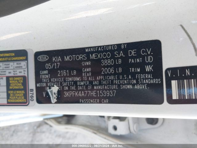 3KPFK4A77HE153937 KIA FORTE LX